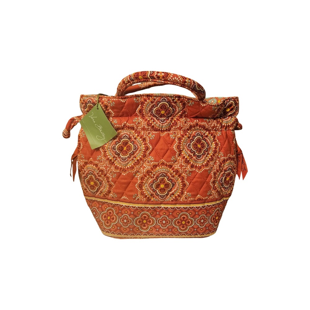 Vera Bradley Orange Quilted Paisley Medallion Drawstring Handbag NWT